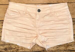 Flipside women’s size 5 denim pink with white hearts reversible shiny shorts